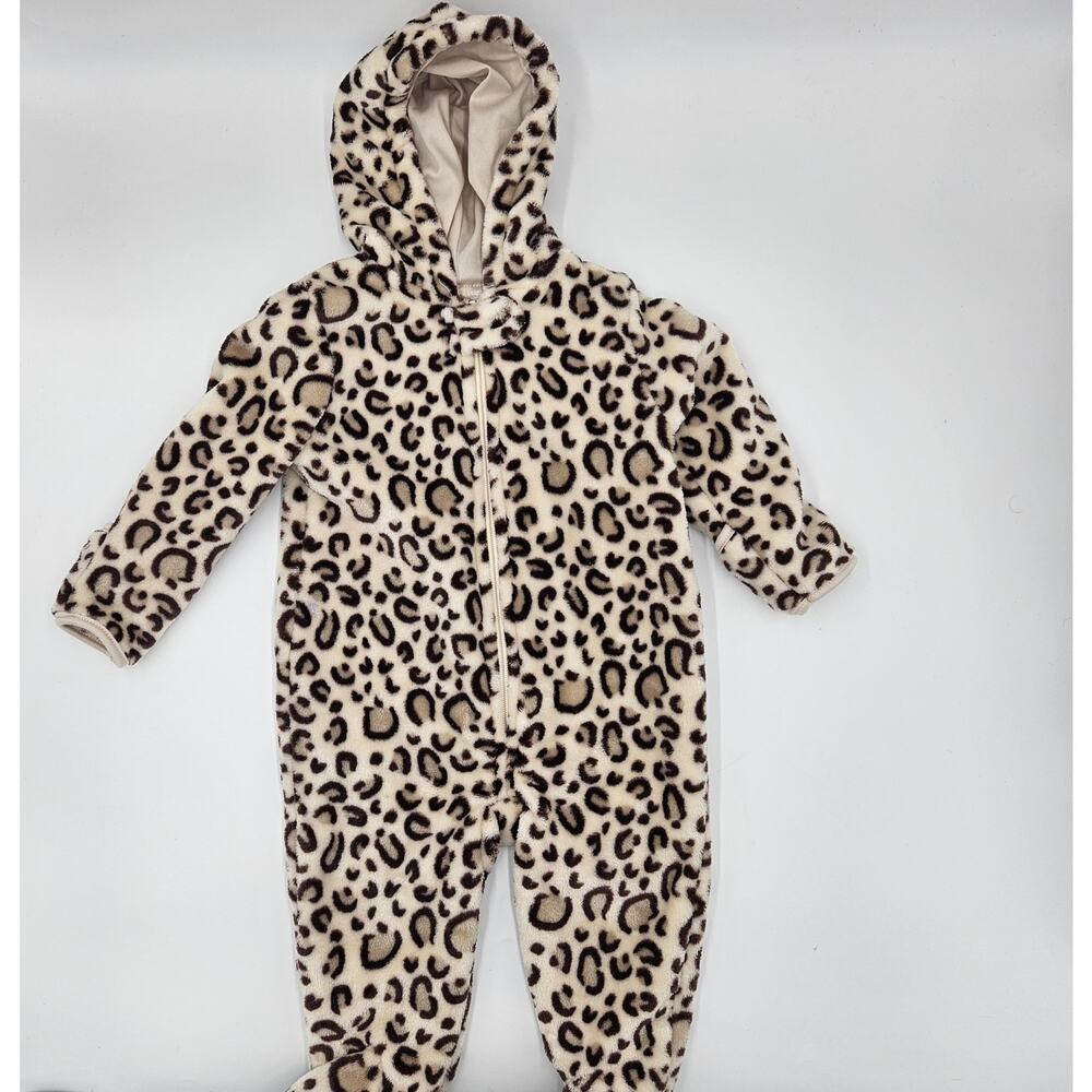 Baby Gear Size 6-9 Months Leopard Print Plush Hooded Snowsuit Hipster Cozy Boho